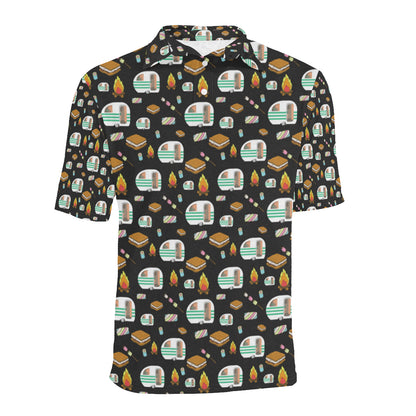 Camper marshmallow Camping Design Print Men Polo Shirt