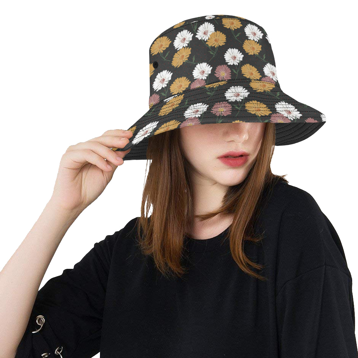 Daisy Pattern Print Design DS04 Unisex Bucket Hat