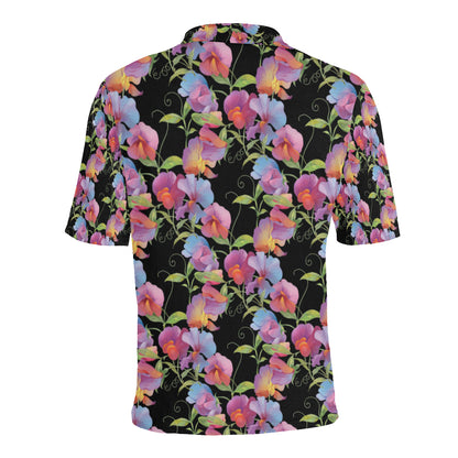 Peony Pattern Print Design PE012 Men Polo Shirt