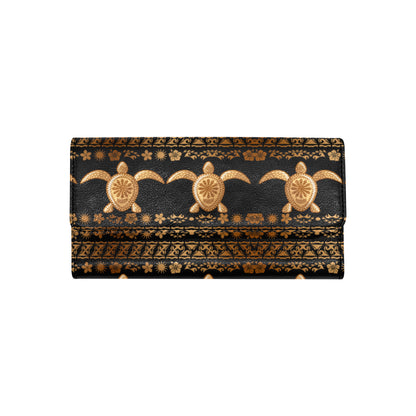 Tribal Sea turtle Polynesian Hawaiian Women's Trifold Wallet