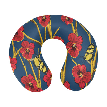 Pansy Pattern Print Design A01 U-Shaped Travel Neck Pillow