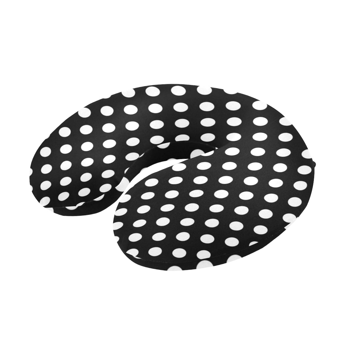 Polka Dot Black White Pattern Print Design 03 U-Shaped Travel Neck Pillow
