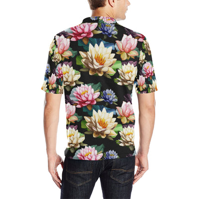 Water Lily Pattern Print Design WL02 Men Polo Shirt