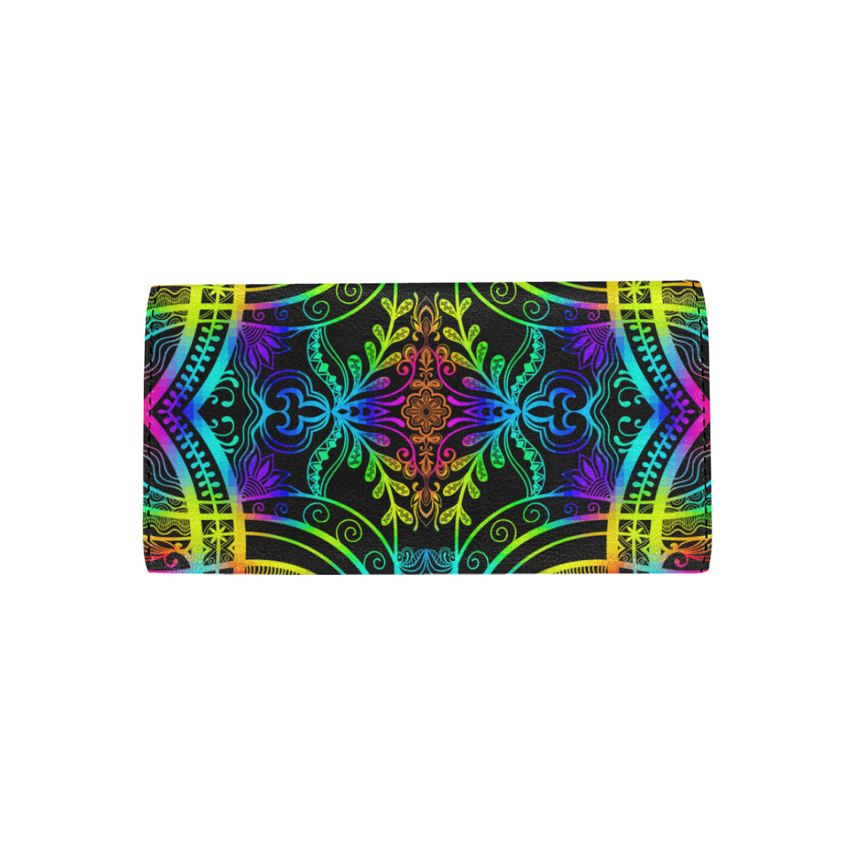 Neon Trible Rainbow Pattern Print Design A01 Women's Trifold Wallet