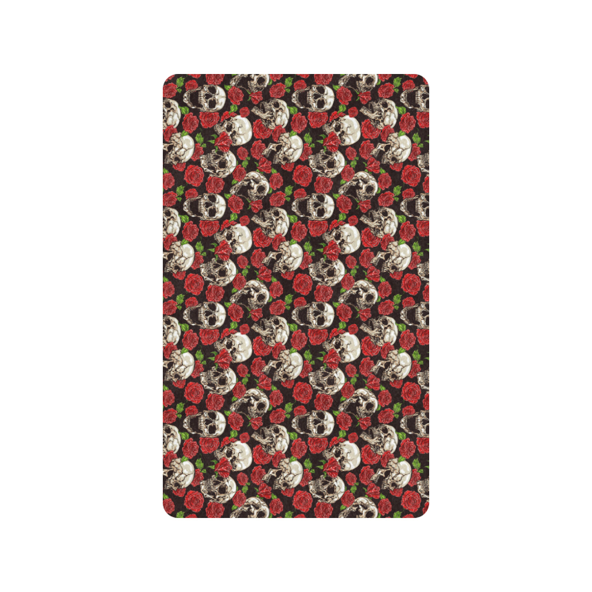 Skull Roses Design Themed Print Rubber Doormat