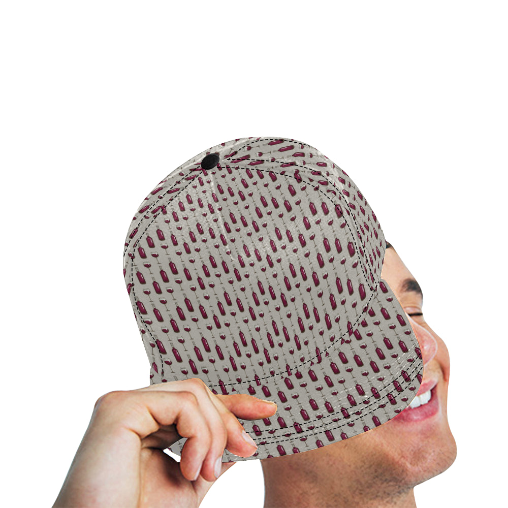 Wine Bottle Pattern Print Snapback Cap