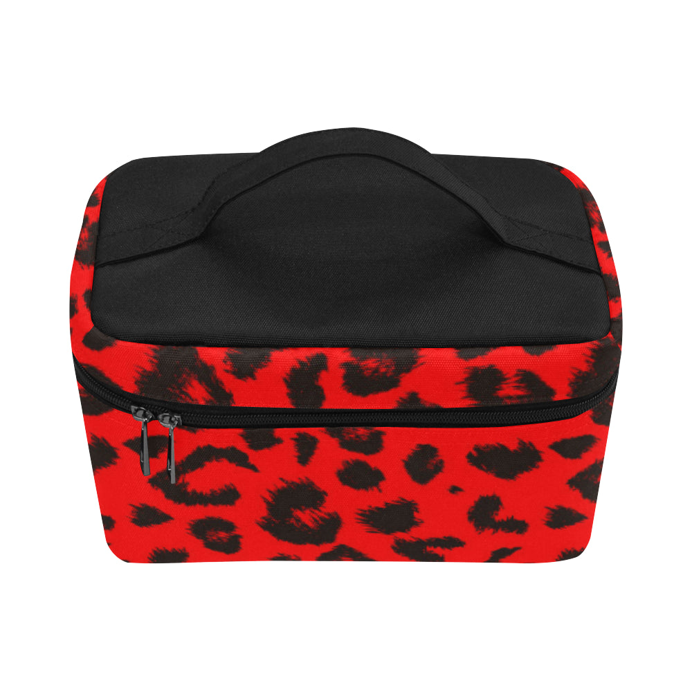 Leopard Red Skin Print Makeup Bag