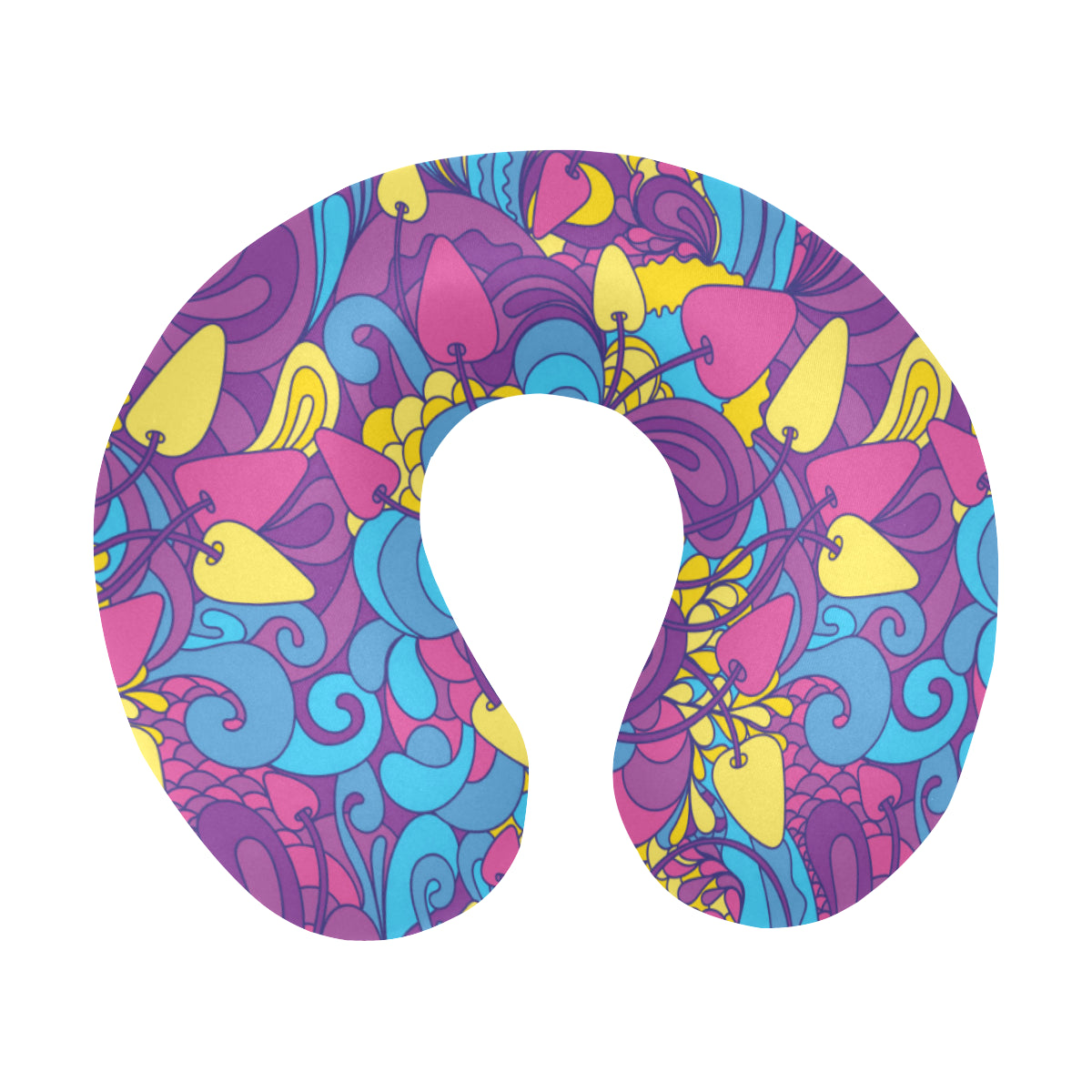 Psychedelic Mushroom Pattern Print Design A03 U-Shaped Travel Neck Pillow