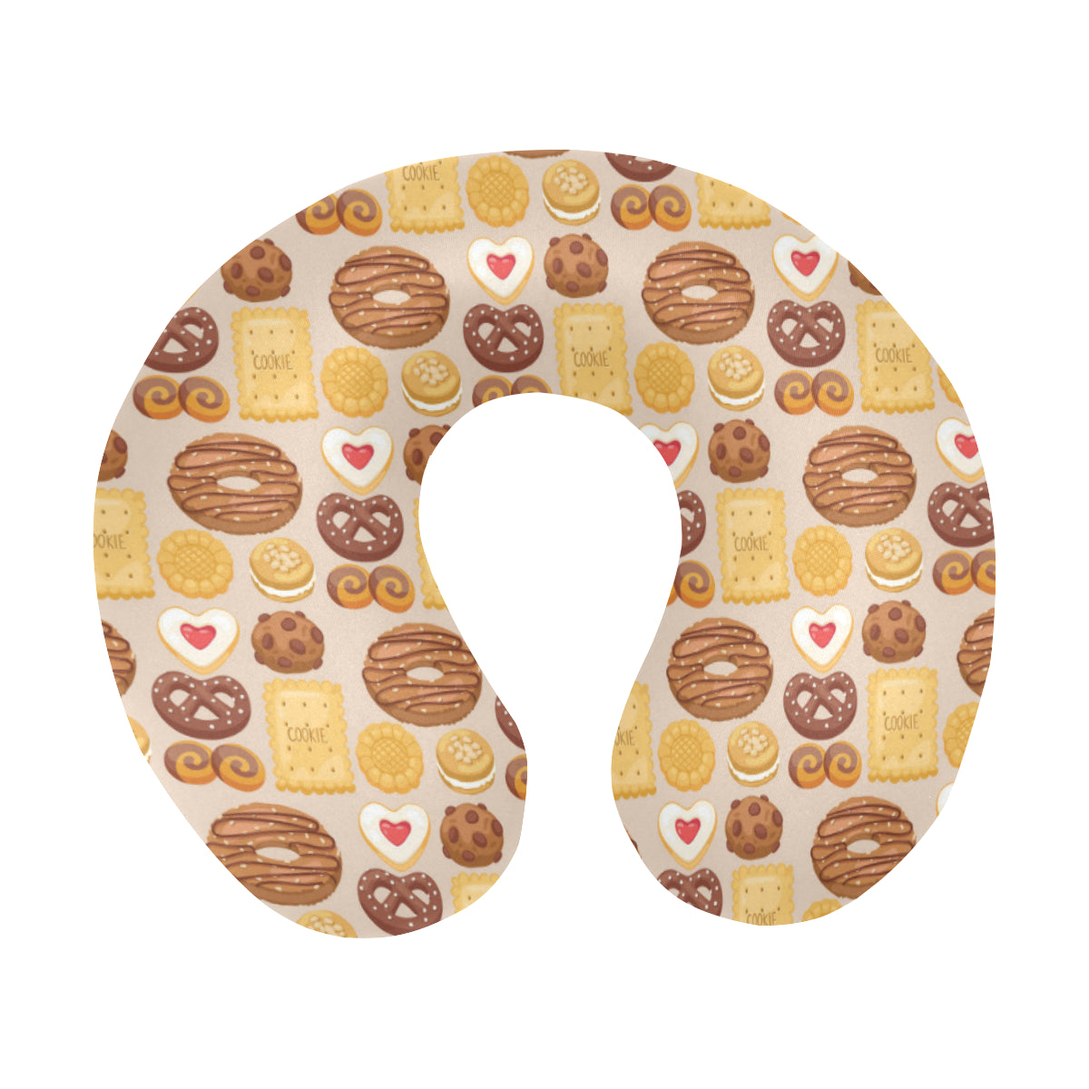 Cookie Pattern Print Design 02 U-Shaped Travel Neck Pillow