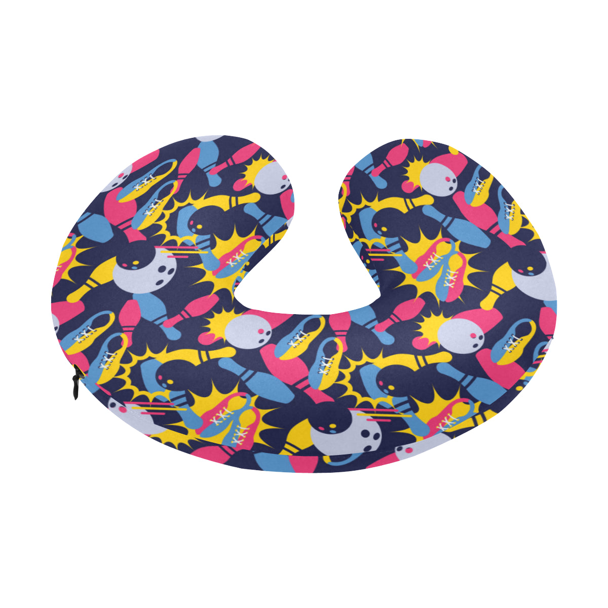 Bowling Pattern Print Design 02 U-Shaped Travel Neck Pillow