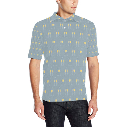 Champagne Pattern Print Design 03 Men Polo Shirt