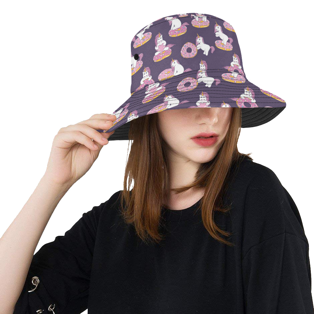 Donut Unicorn Pattern Print Design DN011 Unisex Bucket Hat
