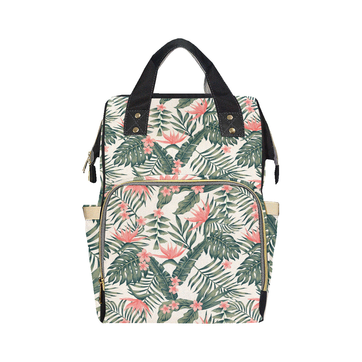Tropical Flower Palm Leaves Diaper Bag Backpack