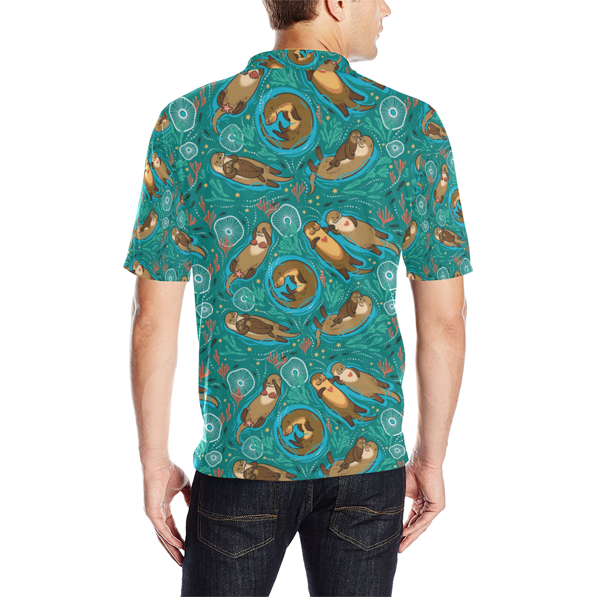 Sea Otter Pattern Print Design 01 Men Polo Shirt