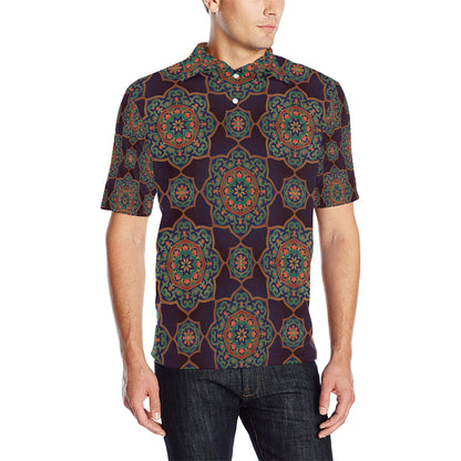 Medallion Pattern Print Design 03 Men Polo Shirt