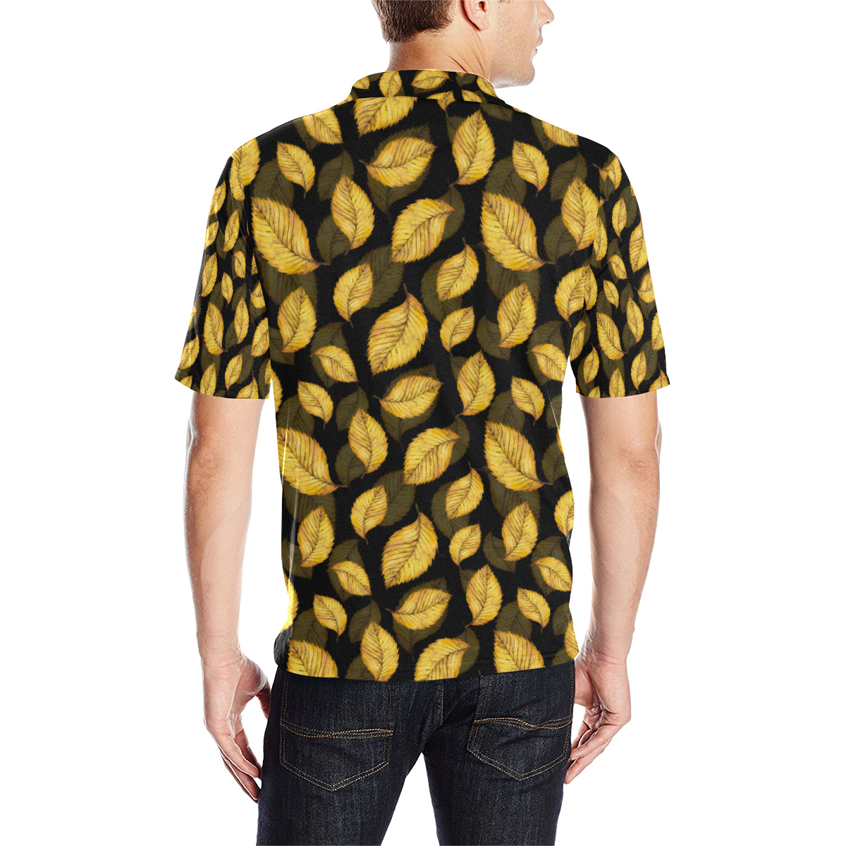 Elm Leave Summer Print Pattern Men Polo Shirt
