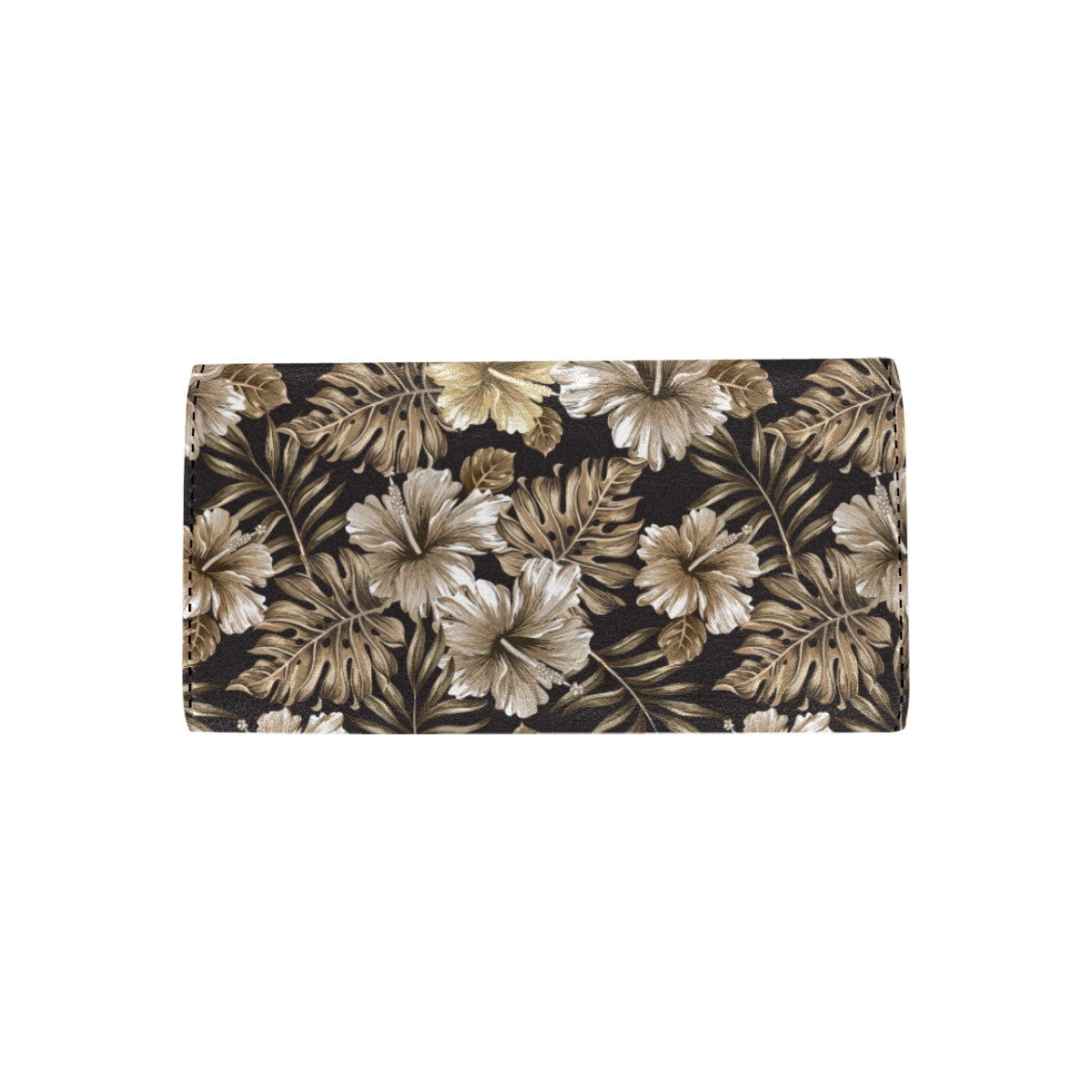Brown Hibiscus Tropical Women's Trifold Wallet