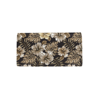 Brown Hibiscus Tropical Women's Trifold Wallet