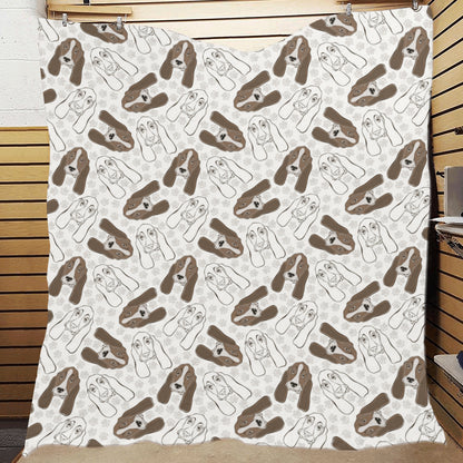 Basset Hound Pattern Print Design 01 Premium Quilt
