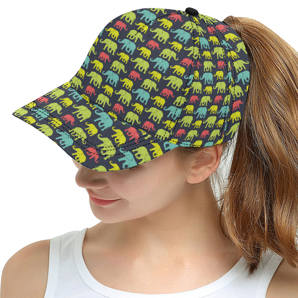 Elephant Neon Color Print Pattern Snapback Cap