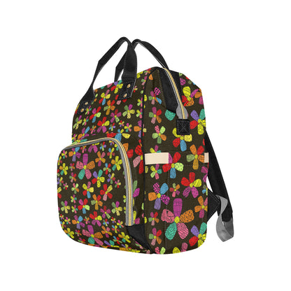 Flower Power Colorful Print Pattern Diaper Bag Backpack