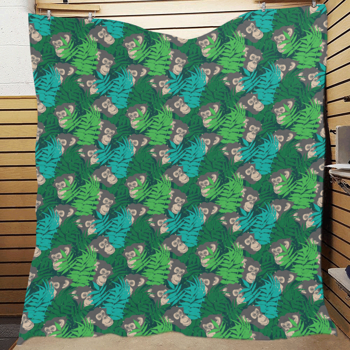 Chimpanzee Pattern Print Design 01 Premium Quilt