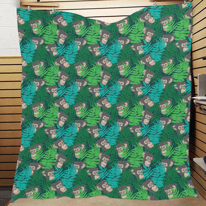Chimpanzee Pattern Print Design 01 Premium Quilt