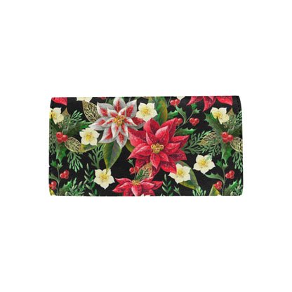 Poinsettia Pattern Print Design POT05 Women's Trifold Wallet