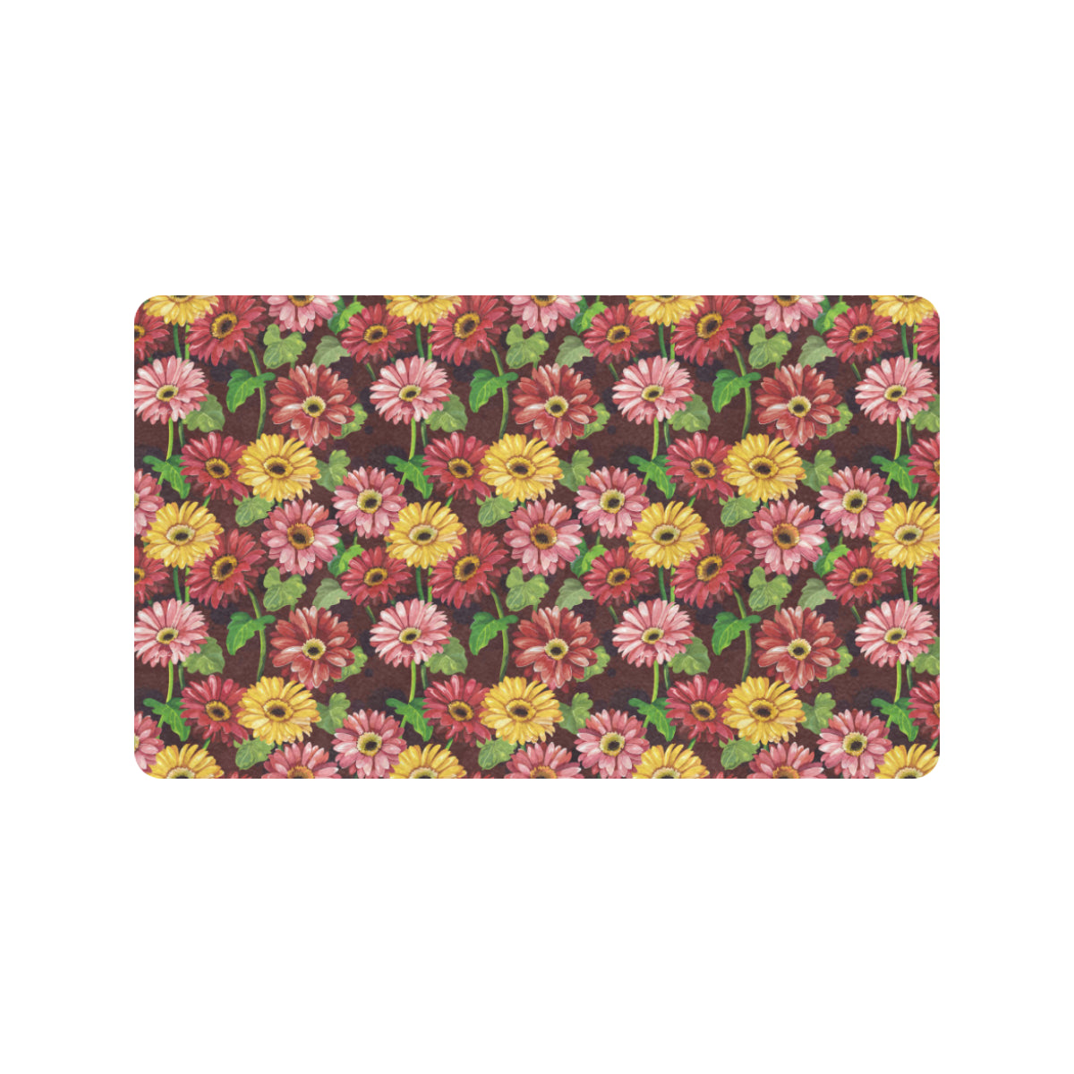 Daisy Gerbera Print Pattern Rubber Doormat