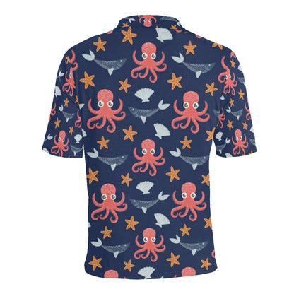 Octopus Pattern Print Design A04 Men Polo Shirt