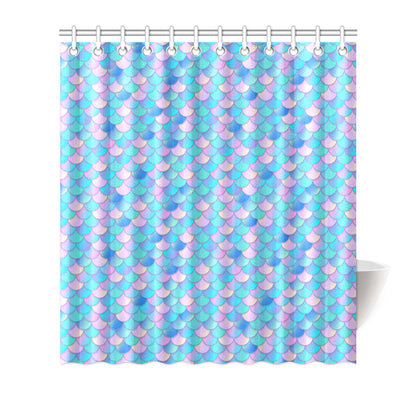 Mermaid Scales Pastel Pattern Print Design 07 Shower Curtain