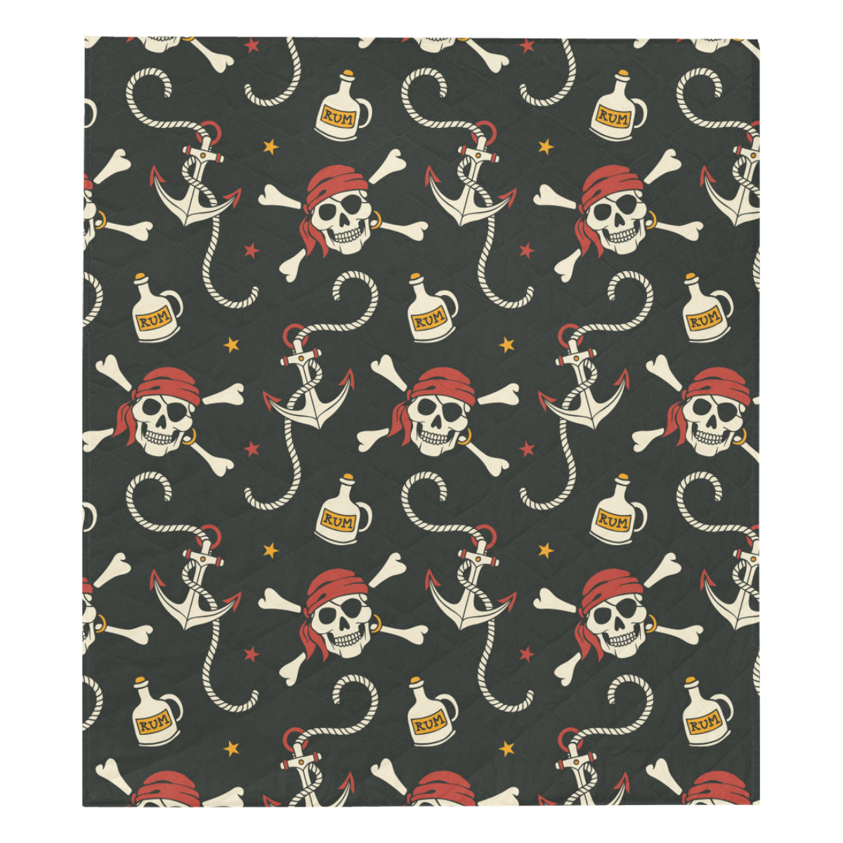 Pirate Pattern Print Design A02 Premium Quilt