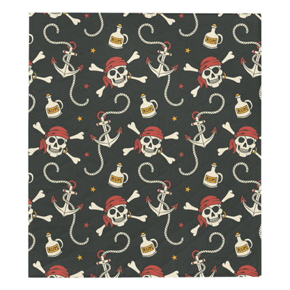 Pirate Pattern Print Design A02 Premium Quilt