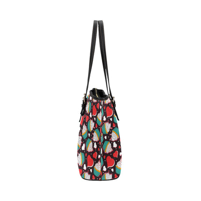 Cupcakes Heart Print Pattern Leather Tote Bag