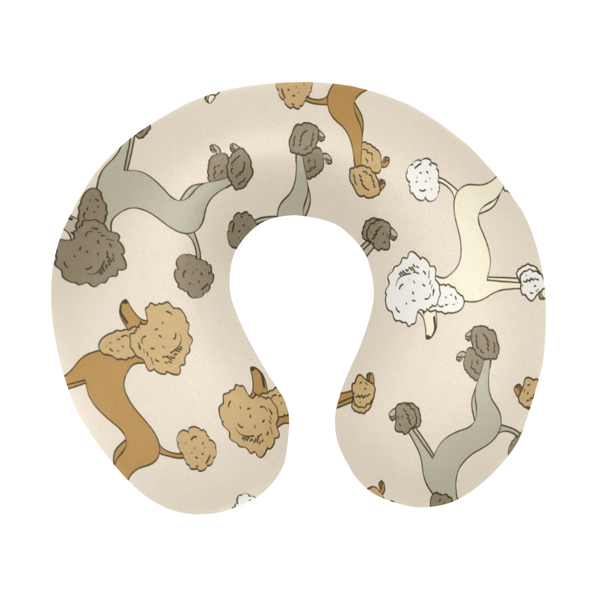 Poodle Pattern Print Design A01 U-Shaped Travel Neck Pillow