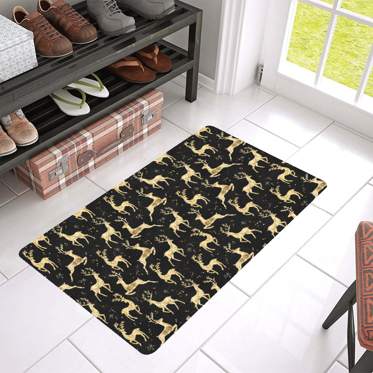 Deer Gold Pattern Rubber Doormat