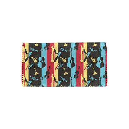 Jazz Pattern Print Design 02 Women's Trifold Wallet