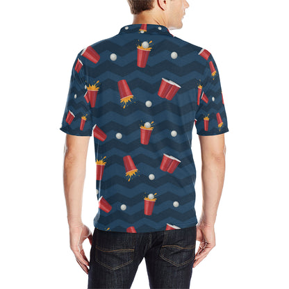 Beer Pong Pattern Print Design 01 Men Polo Shirt