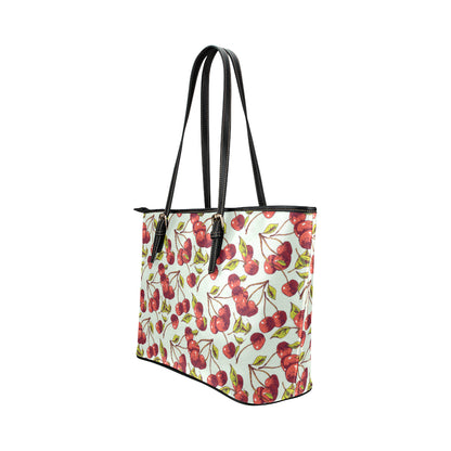 Cherry Hand Draw Leather Tote Bag