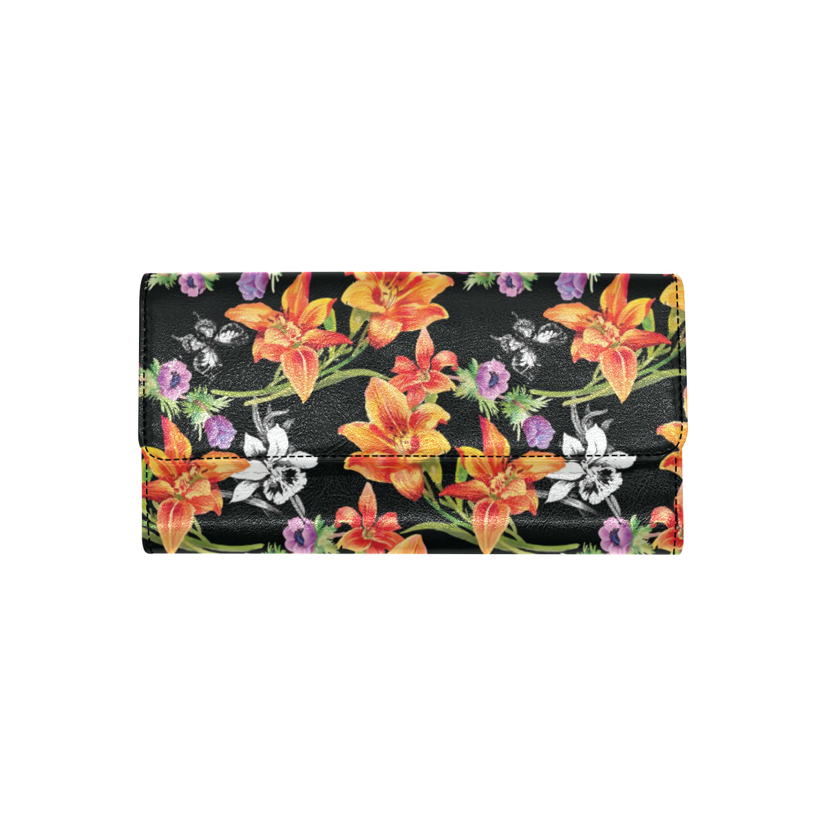 Tropical Flower Pattern Print Design TF02 Women's Trifold Wallet