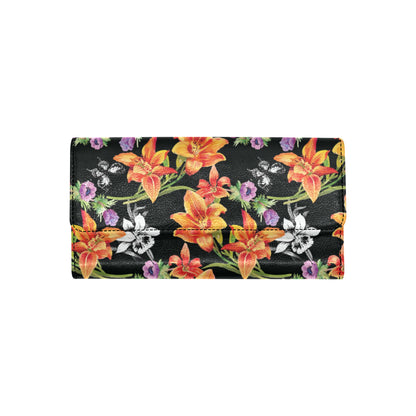 Tropical Flower Pattern Print Design TF02 Women's Trifold Wallet