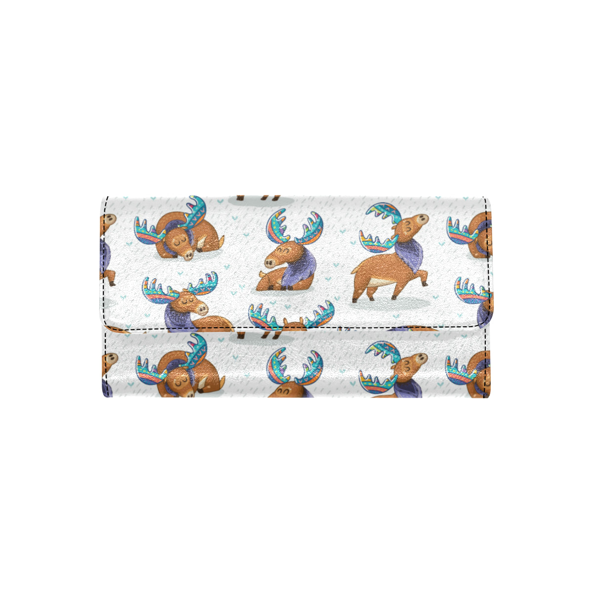 Moose Cute Pattern Print Design 01 Women's Trifold Wallet