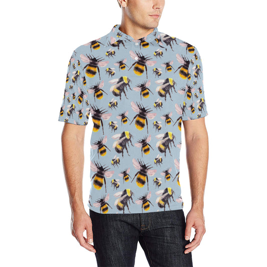 Bee Pattern Print Design BEE08 Men Polo Shirt