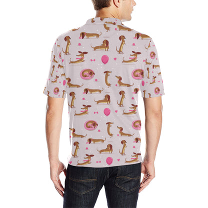 Dachshund Pattern Print Design 10 Men Polo Shirt