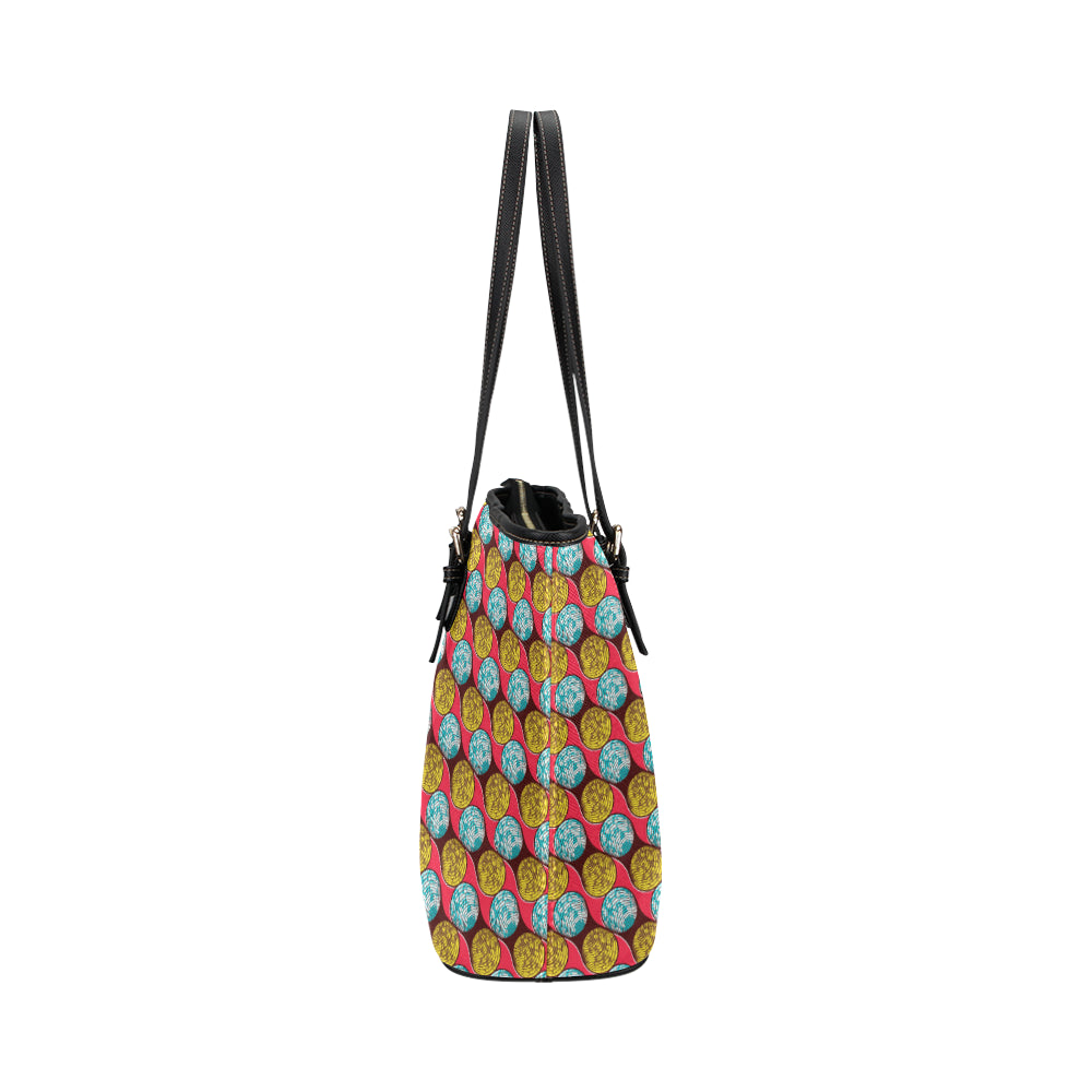 African Fashion Print Pattern Leather Tote Bag