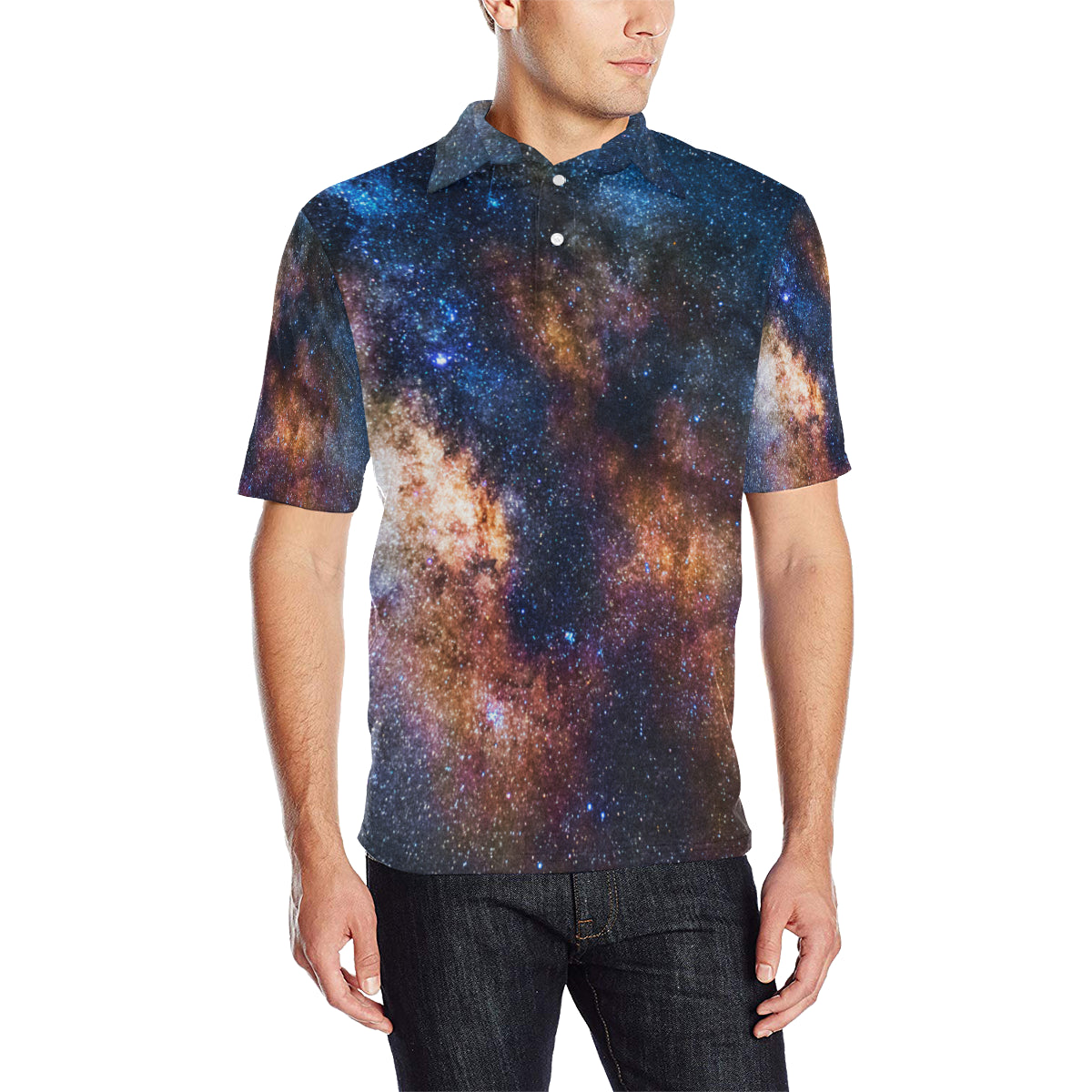 Celestial Milky way Galaxy Men Polo Shirt