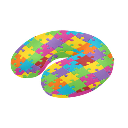 Autism Awareness Pattern Print Design 02 U-Shaped Travel Neck Pillow