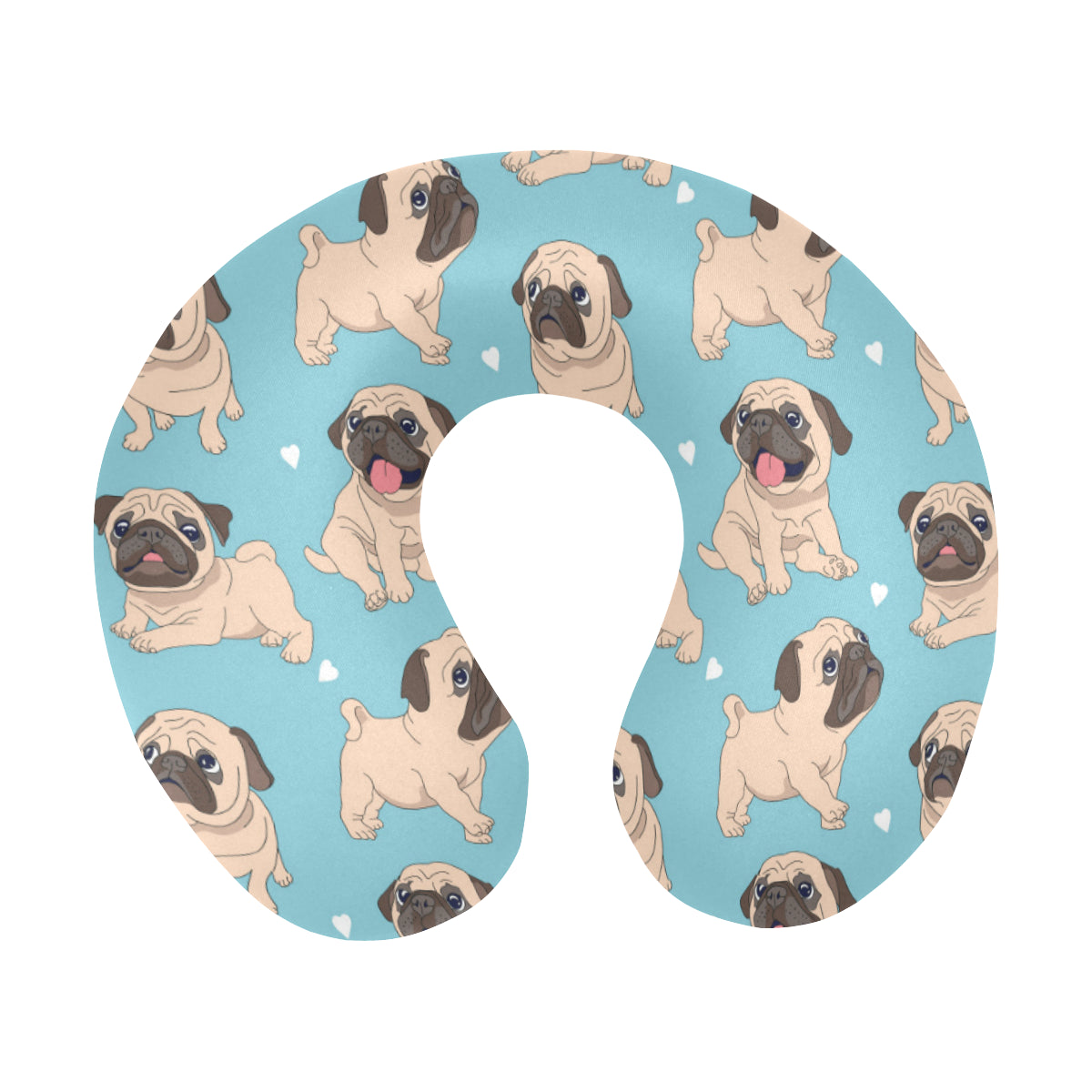 Pug Pattern Print Design A03 U-Shaped Travel Neck Pillow