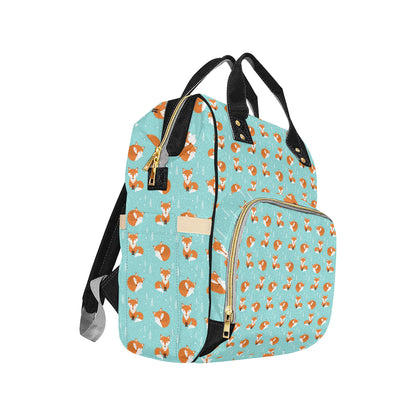 Fox Design Snow Print Pattern Diaper Bag Backpack