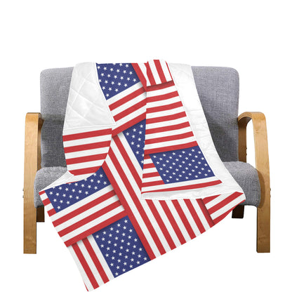 Patriotic US Flag Pattern Print Design A01 Premium Quilt